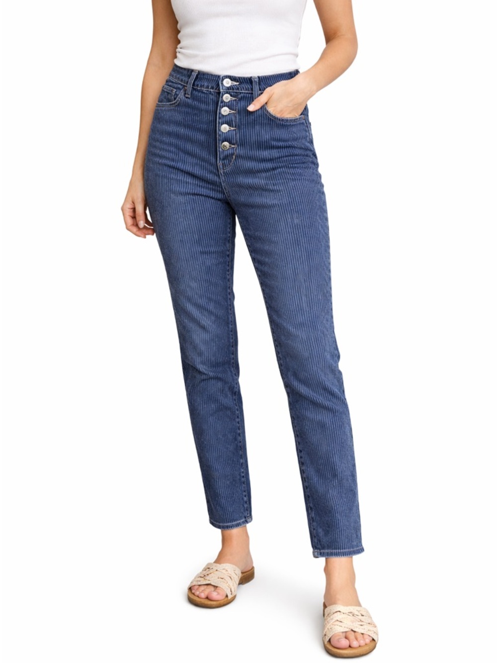 NWT Engineer Stripe Button Fly Rockstar Skinny Mid Rise 16 Old Navy